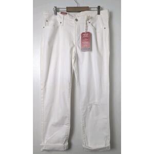 Levi's Modern Slim Cuff White Denim Jeans Size 12 Distressed Stretch NEW